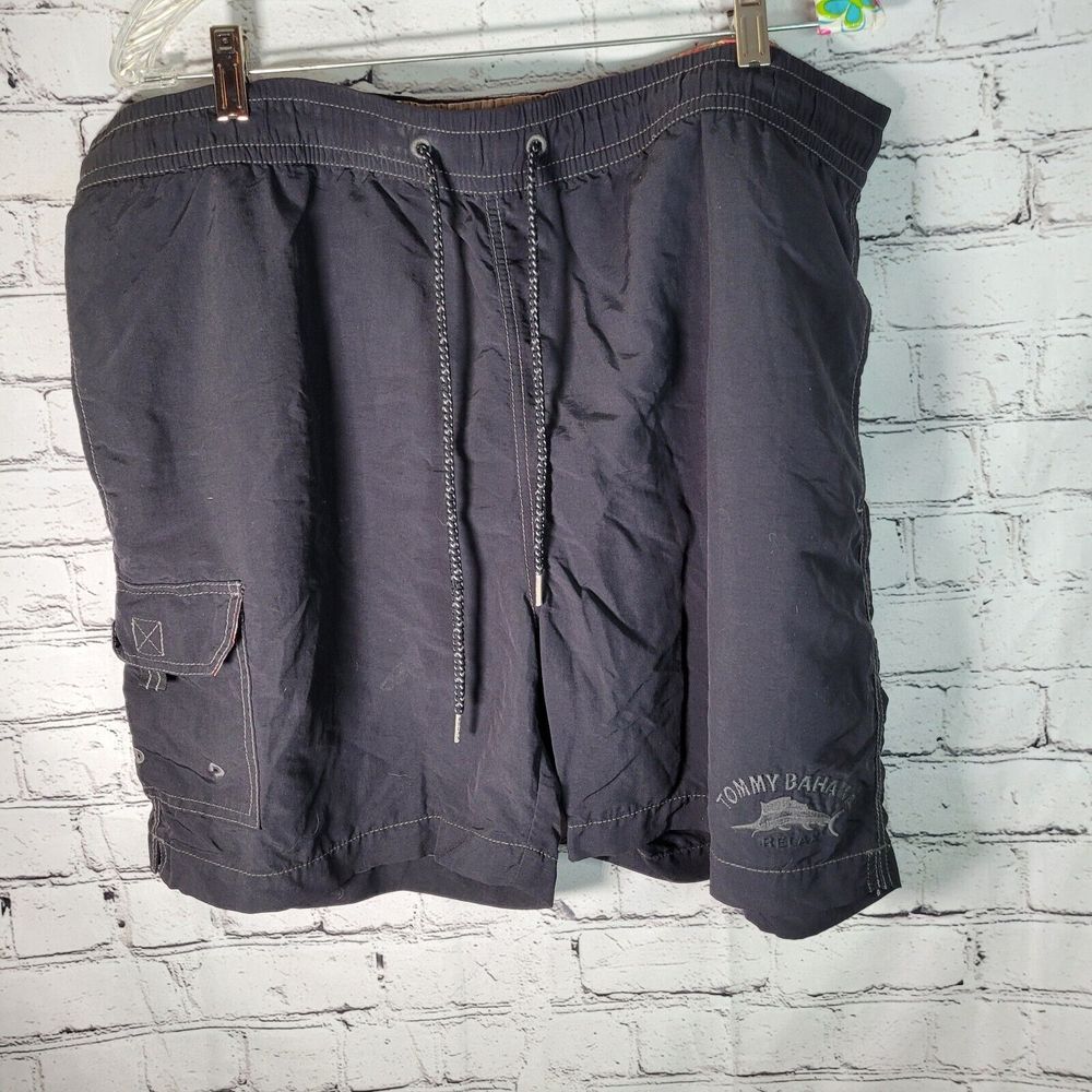 Tommy Bahama Swim Trunks Mens Lrge Black Relax Board Shorts Excellent Cargo Mesh